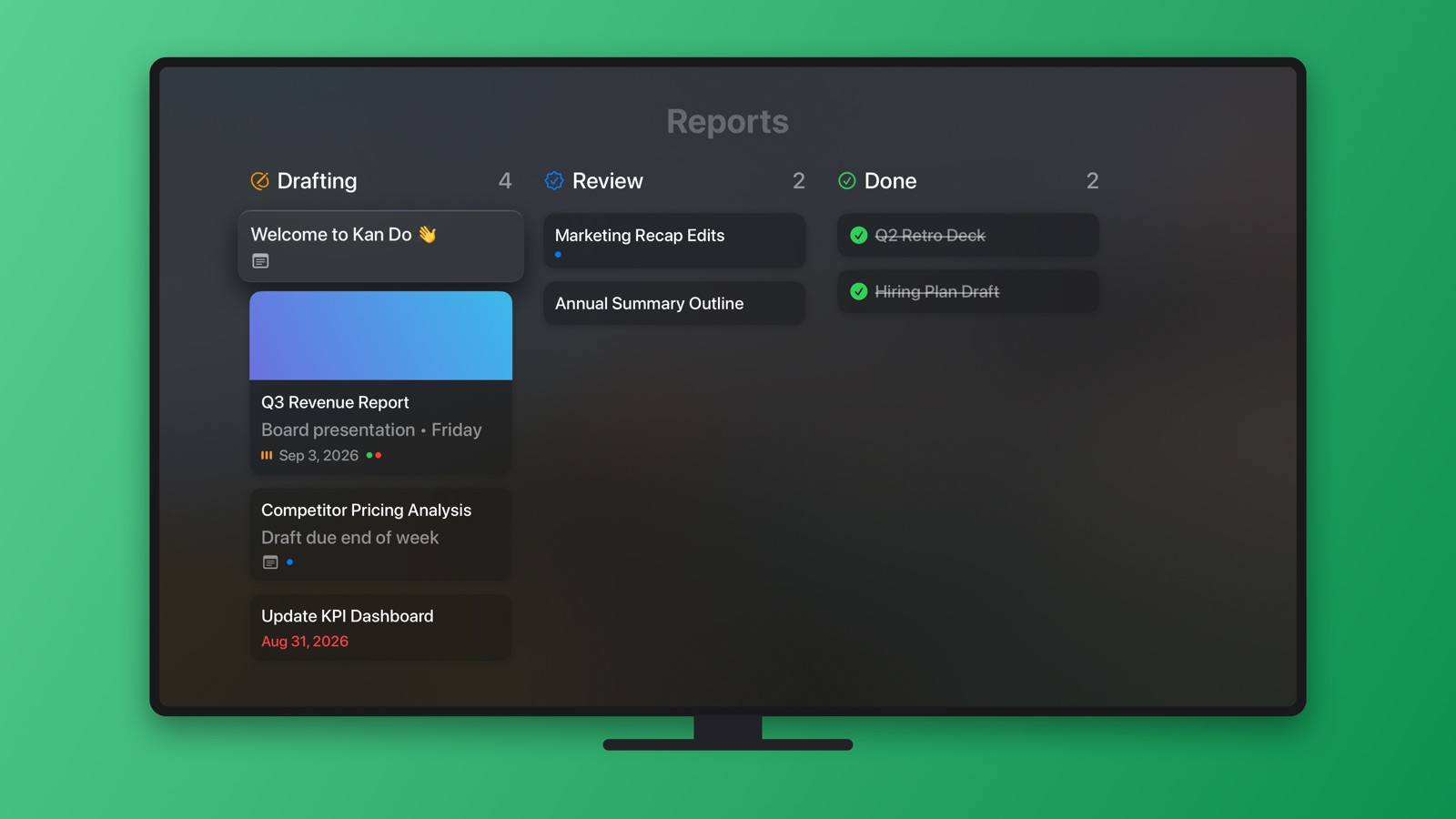A read-only board on Apple TV